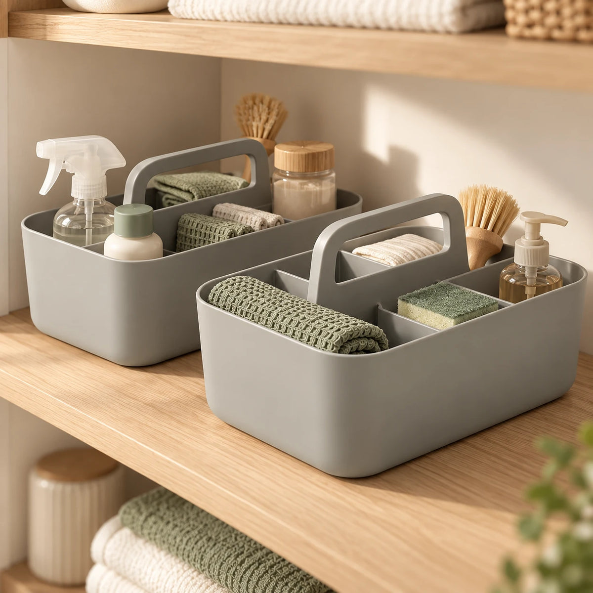 Cabinet Order Caddy Pair — in a home setting