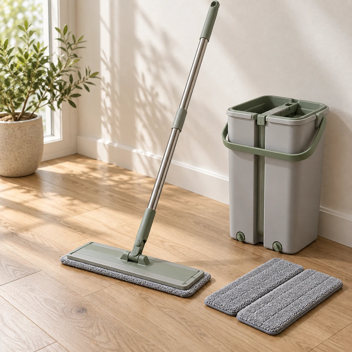 Glide Flat Mop Station — in a home setting