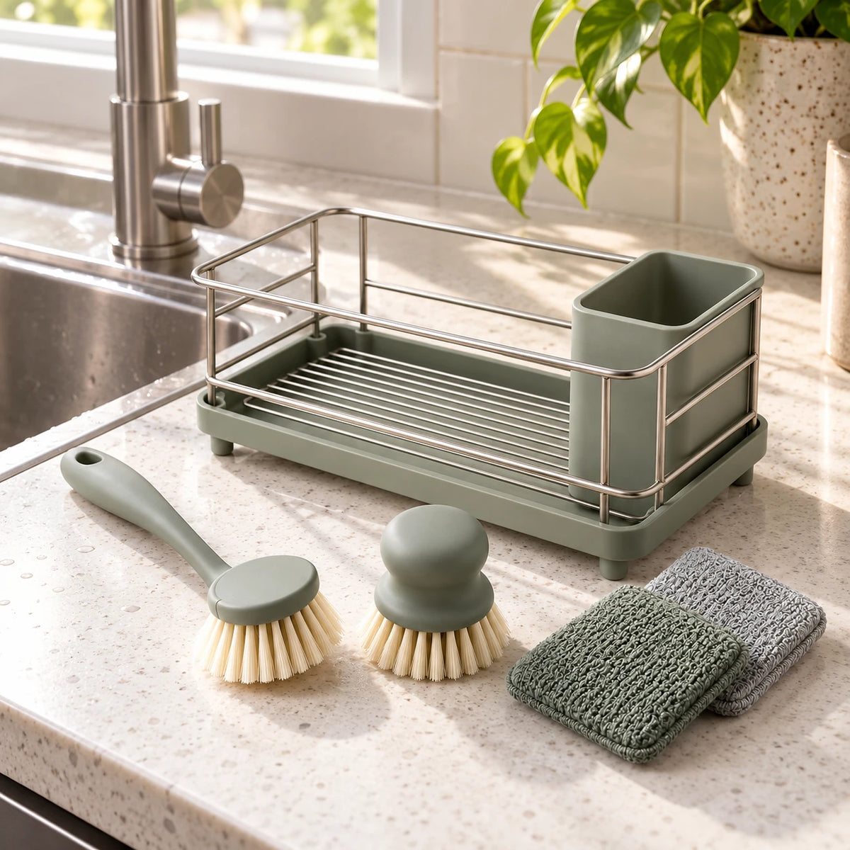 Sinkside Cleaning Station — in a home setting